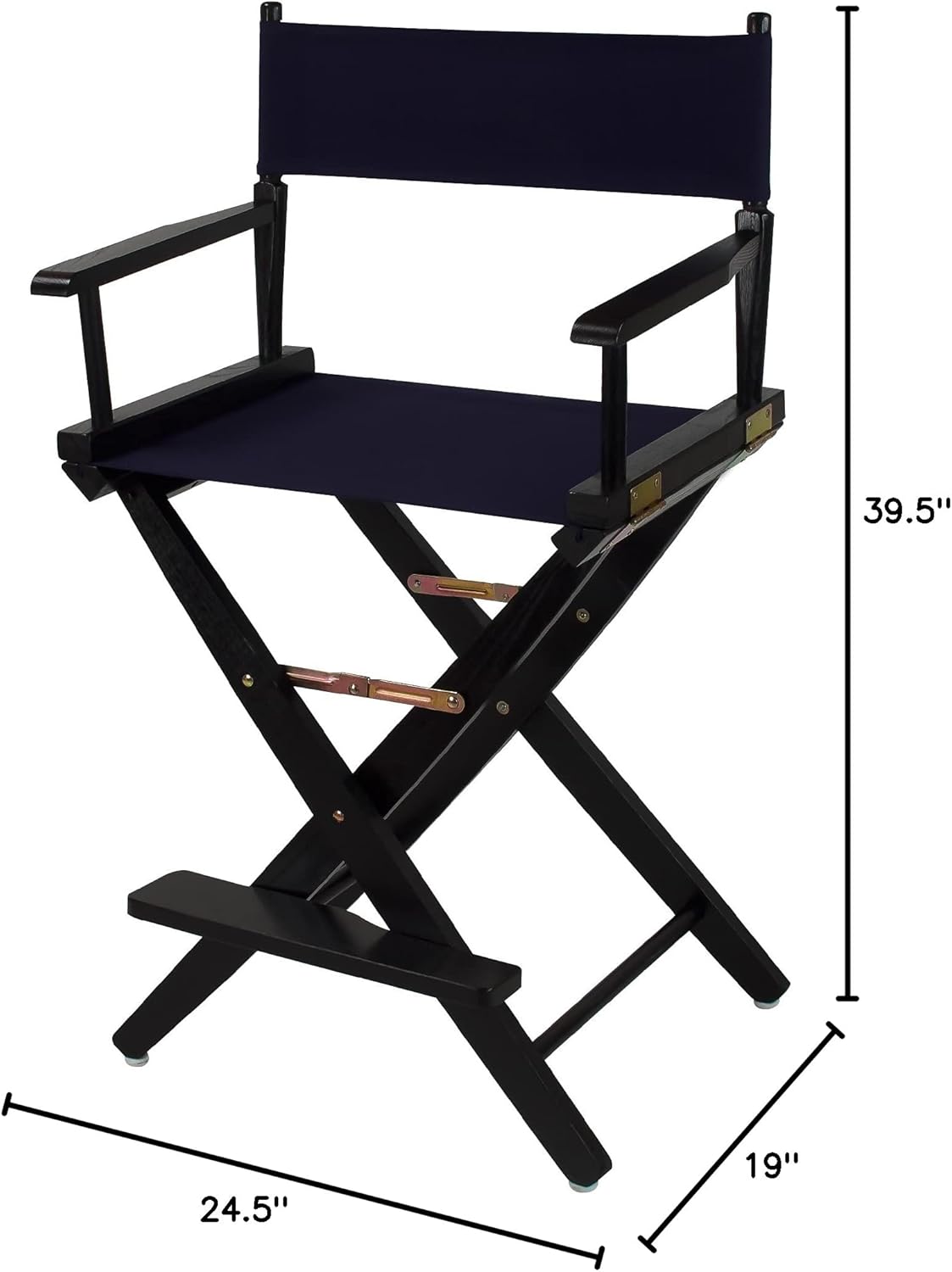 American Trails Extra-Wide Premium Directors Chair 24" H Counter Height Black Frame Navy Canvas