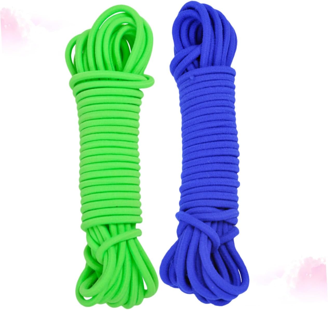 2pcs Elastic Skipping Rope Meters for Outdoor Exercise School Use Rubber Band Jumping in Green and Blue for Boys and Active Workout