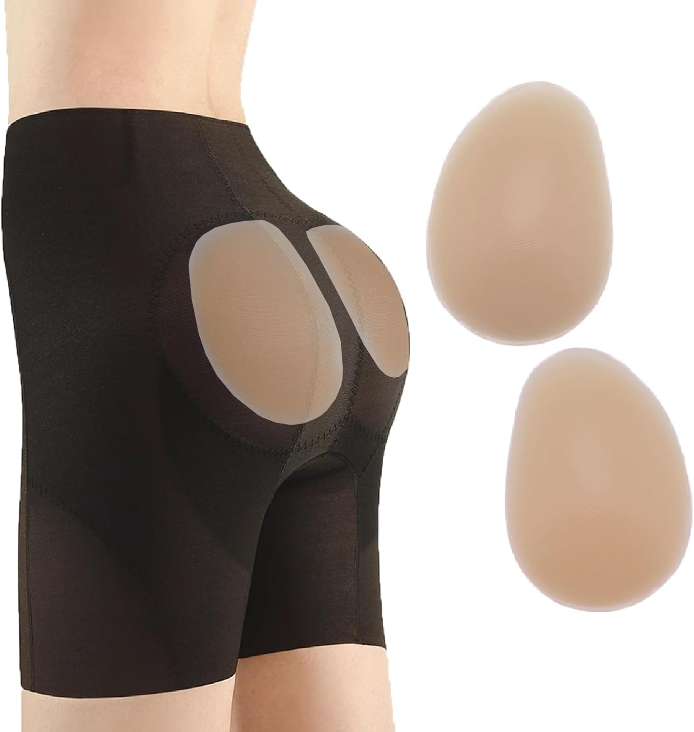 Majurphy Silicone Butt Enhancer Pads for Women - Oval Adhesive Reusable Non-Slip Buttock Hip Enhancement Padded