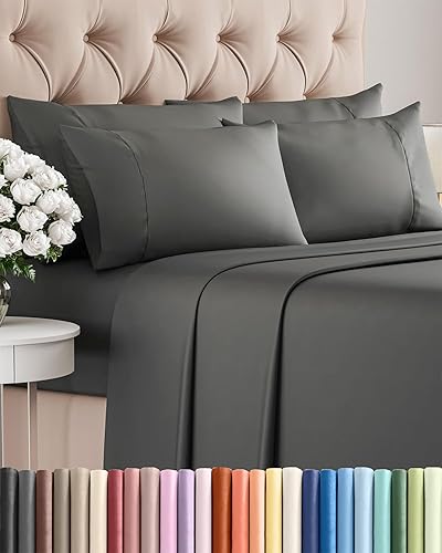 Miniatura 77 de Juego de sábanas Split King de 7 piezas - Incluye 4 fundas de almohada - Sábanas Split King - Ropa de cama de hotel de lujo suave - Refrescante