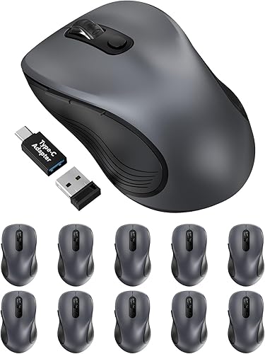 Miniatura 16 de Trueque - Ratón inalámbrico para laptop, ratón de computadora ergonómico de 2.4GHz con botones de atrás y adelante, 3 niveles de DPI ajustables, 6