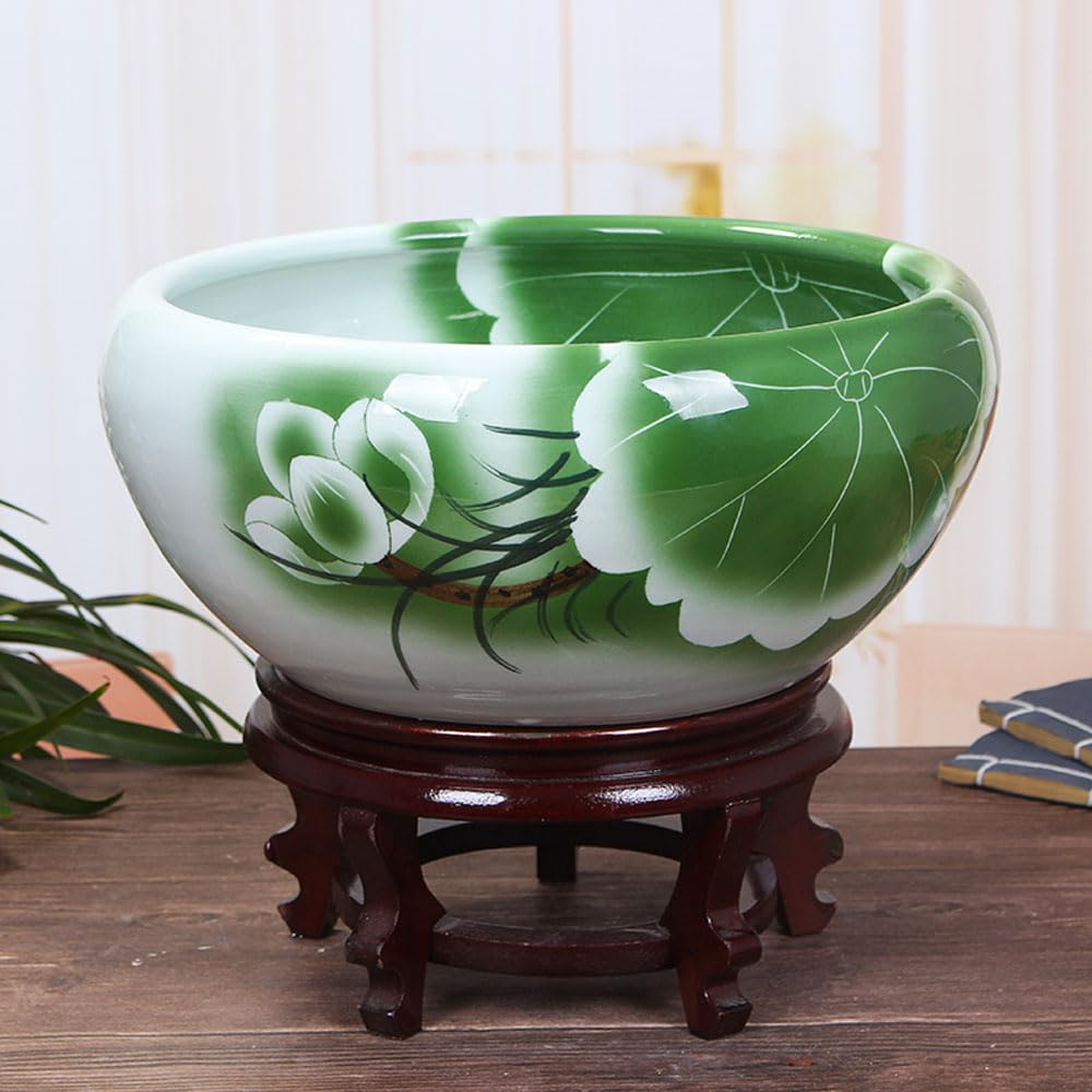 DFGHNBVC Plant Pot Hydroponic Plant Succulent Pots Ceramic Round Decorative Bowl Hydroponic Water Lily Planter Pot For Flowers Succulent Table Centerpiece Indoor Plant Pots,D-32 * 14cm