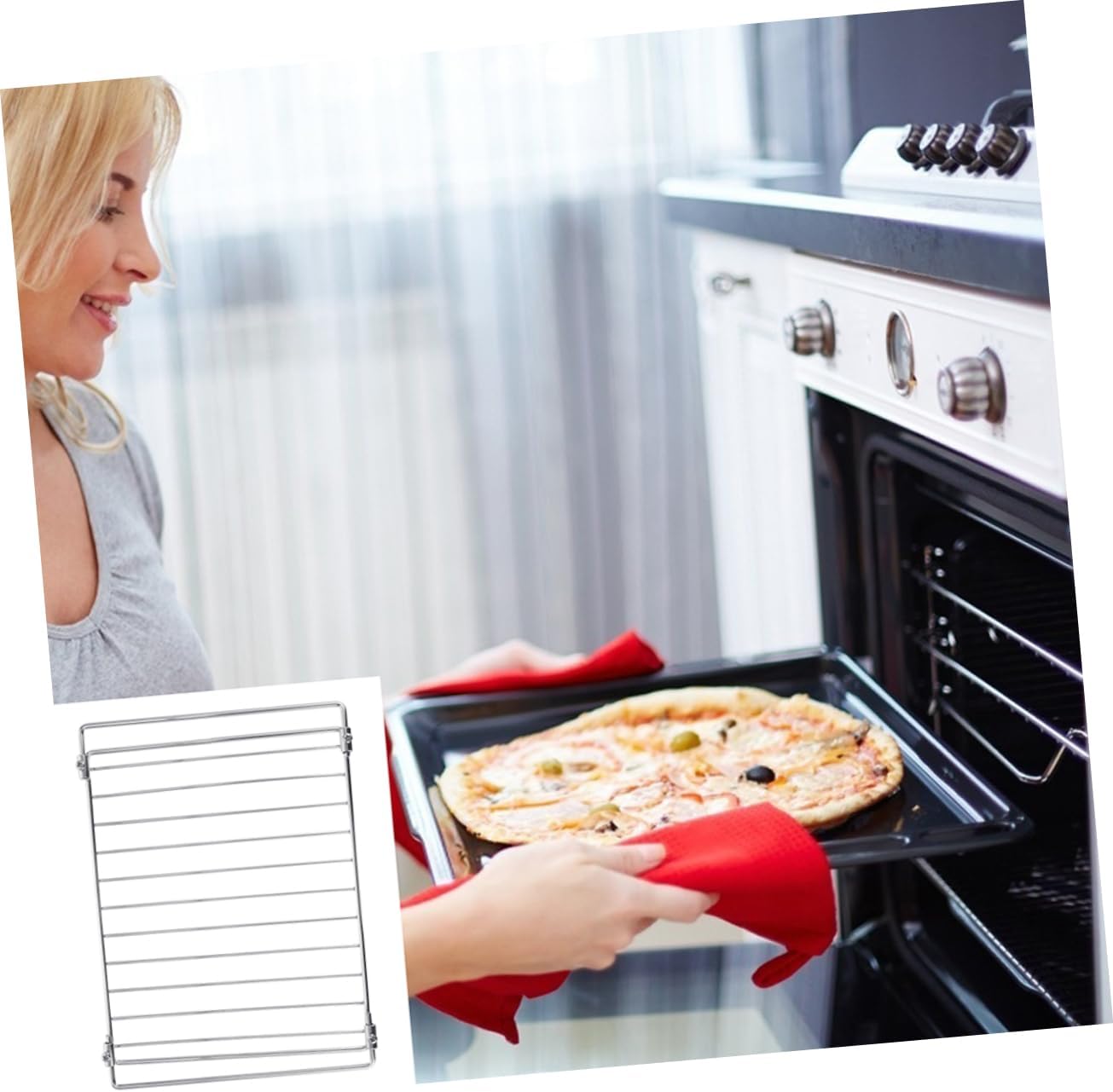 Adjustable Electric Oven Grill Rack for Barbecue and Baking Stainless Steel Cooling Net Stackable Design for Outdoor Grilling and Kitchen Use