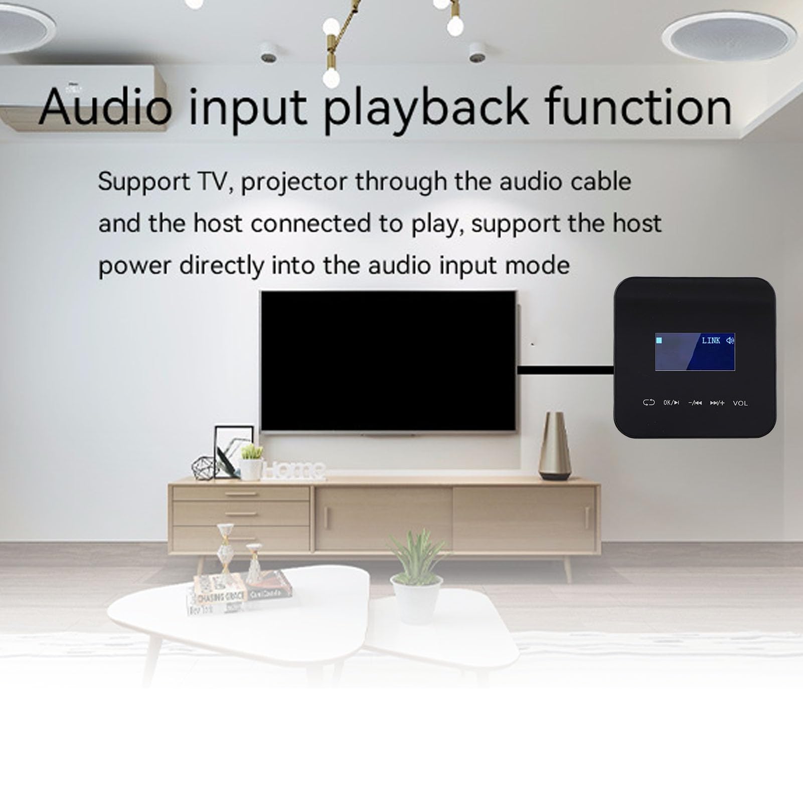 KIMISS Amplificador de Pared Bluetooth con Pantalla LCD - Amplificador de Música de Pared de 2 Canales para Audio Doméstico, Control Remoto Inalámbrico por Infrarrojos, Compatible con MP3/AAC/WAV