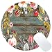 Wknoon Round Mouse Pad Custom, Vintage Hand Drawn Floral Wreath Art on Rustic Wood Circular Mouse Pads for Computers