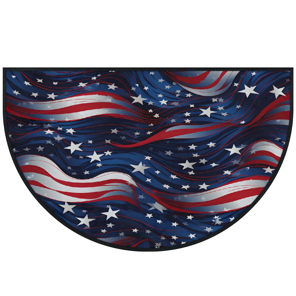 Mexpekil Paillasson demi-rond antidérapant lavable avec drapeau des États-Unis - Demi-lune - Pour intérieur et extérieur - Attrape la saleté - 100 x 160 cm