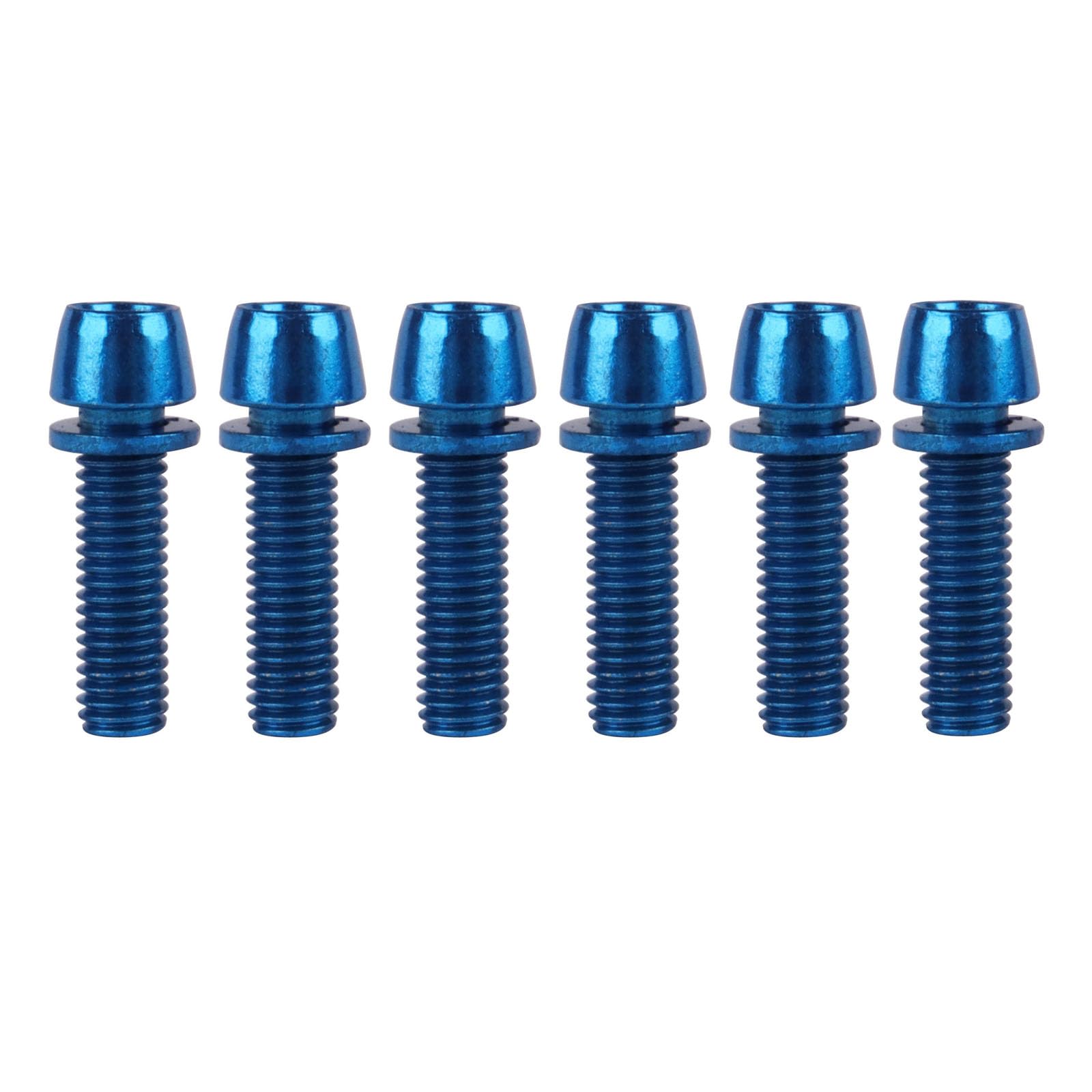 YANRUHFL Steel M5x18mm Bolts with Washer, Allen Hex Tapered Screw for Bicycle Stem, Pack of 6 (Blue)