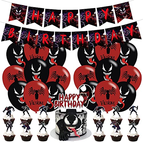 Ksopsdey 34 Pcs Venom Themed Decoraciones de Fiesta Artículos para la Fiesta de Venom Globos de...