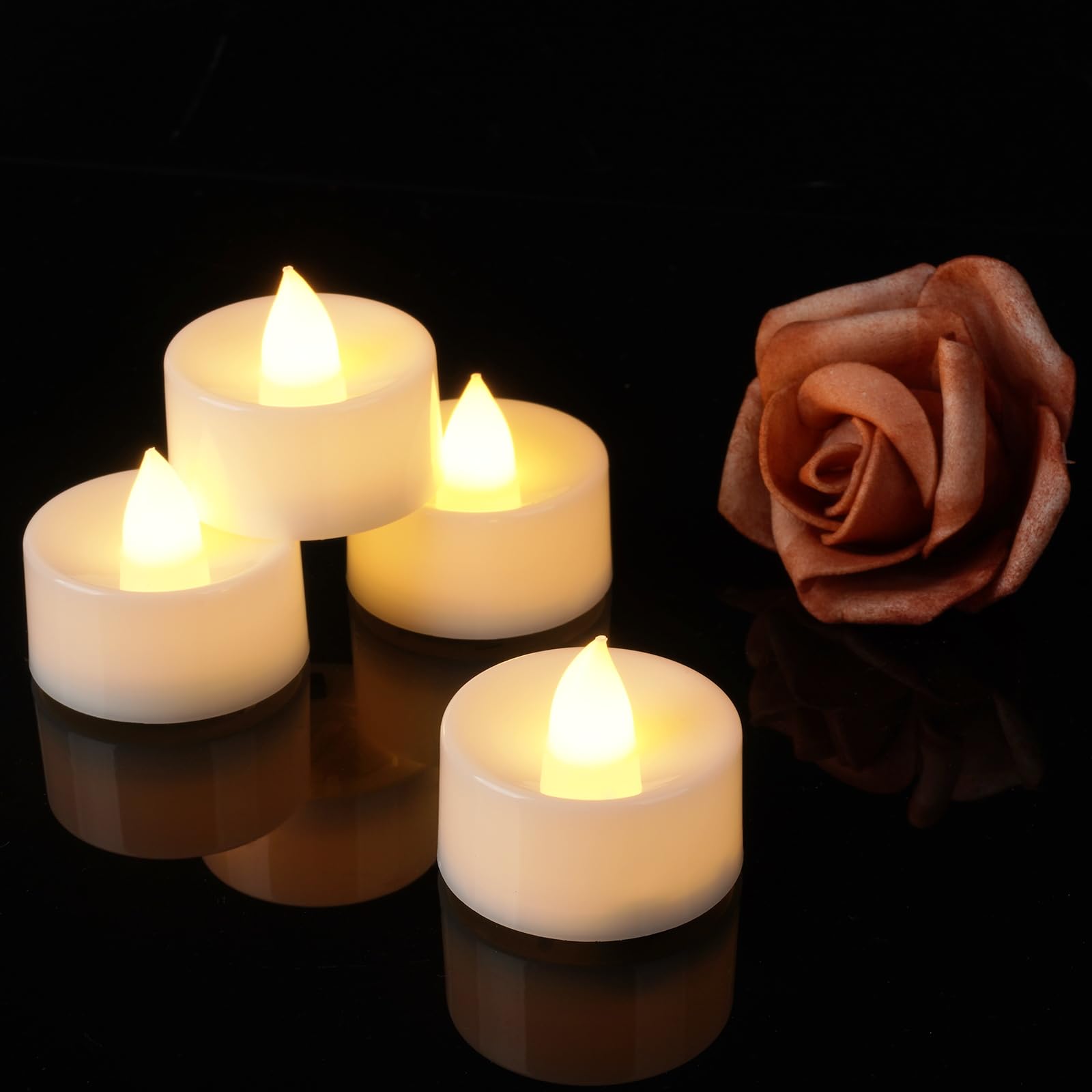 Homemory Led Battery Operated Tea Lights, Bright Flickering, 200+ tealights Electric Fake Flameless Candles, for Christmas Halloween Festivals Home Decoration, 12-Pack — image 1