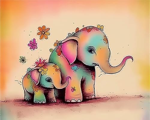 Kaliosy Kits de pintura de diamantes 5D para adultos, elefante, por números, pintura con diamantes, animales artísticos, taladro completo,
