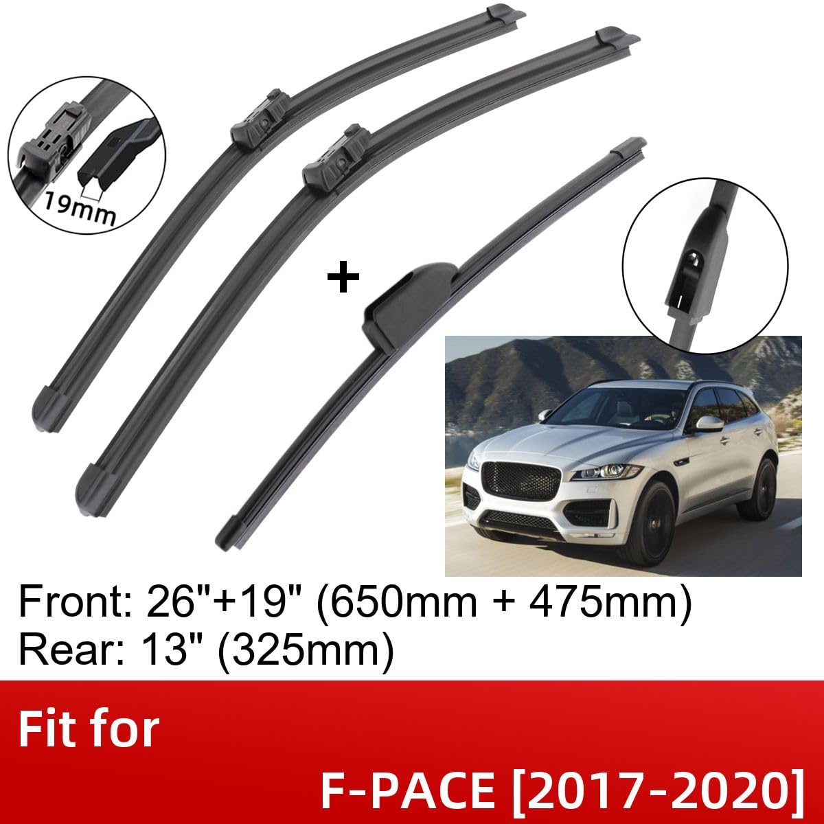2018 Jaguar EPace Windshield Wipers Blades set of two, 26 20