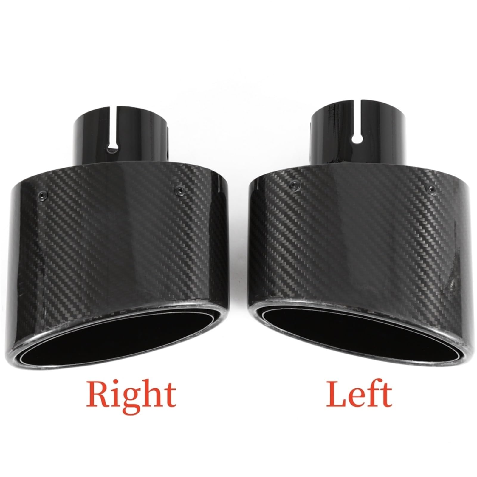 Auto Tłumik wydechowy 1 sztuka 150MM Wylot owalny błyszczący włókno węglowe końcówka wydechu uniwersalny owalny tłumik rura Tłumika wydechowego(Right 67MM)