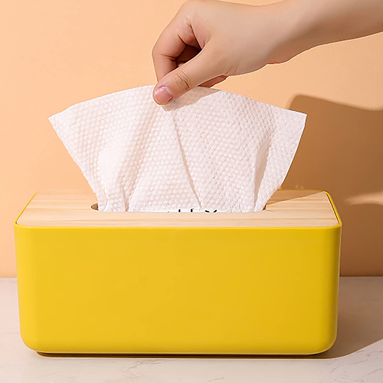 Portafazzoletti In Pelle PU Elegante - Rettangolare, Per Casa O Ufficio, Colore Giallo - Foto 8