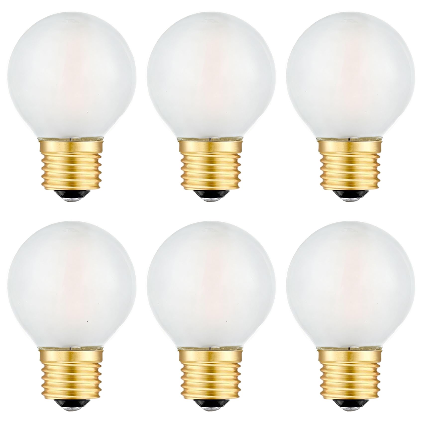 Photo 1 of Beonllay 25 Watt Light Bulbs Equivalent E26 Frosted Globe Light Bulb, 2W LED Light Bulb 2700K Warm White G16.5 Light Bulb, Frosted Glass, 6 Pack