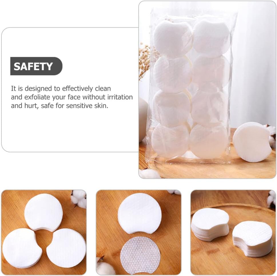 Mobestech Semi-Circular Makeup Remover Pads Thick Cotton Face Pads Disposable Cosmetic for Daily Cleansing and Skincare 600 Pcs 2.28 Inch