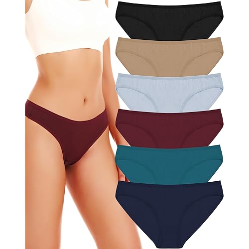 ANZERMIX Women's Breathable Cotton Bikini Panties Pack of 6