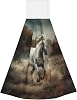 Hanging Hand Towel Soft Absorbent Bath Towel Kitchen Dish Towels with Hanging Loop Fast Drying Tie Towels for Bathroom Kitchen Home Decor Horse Running in Field