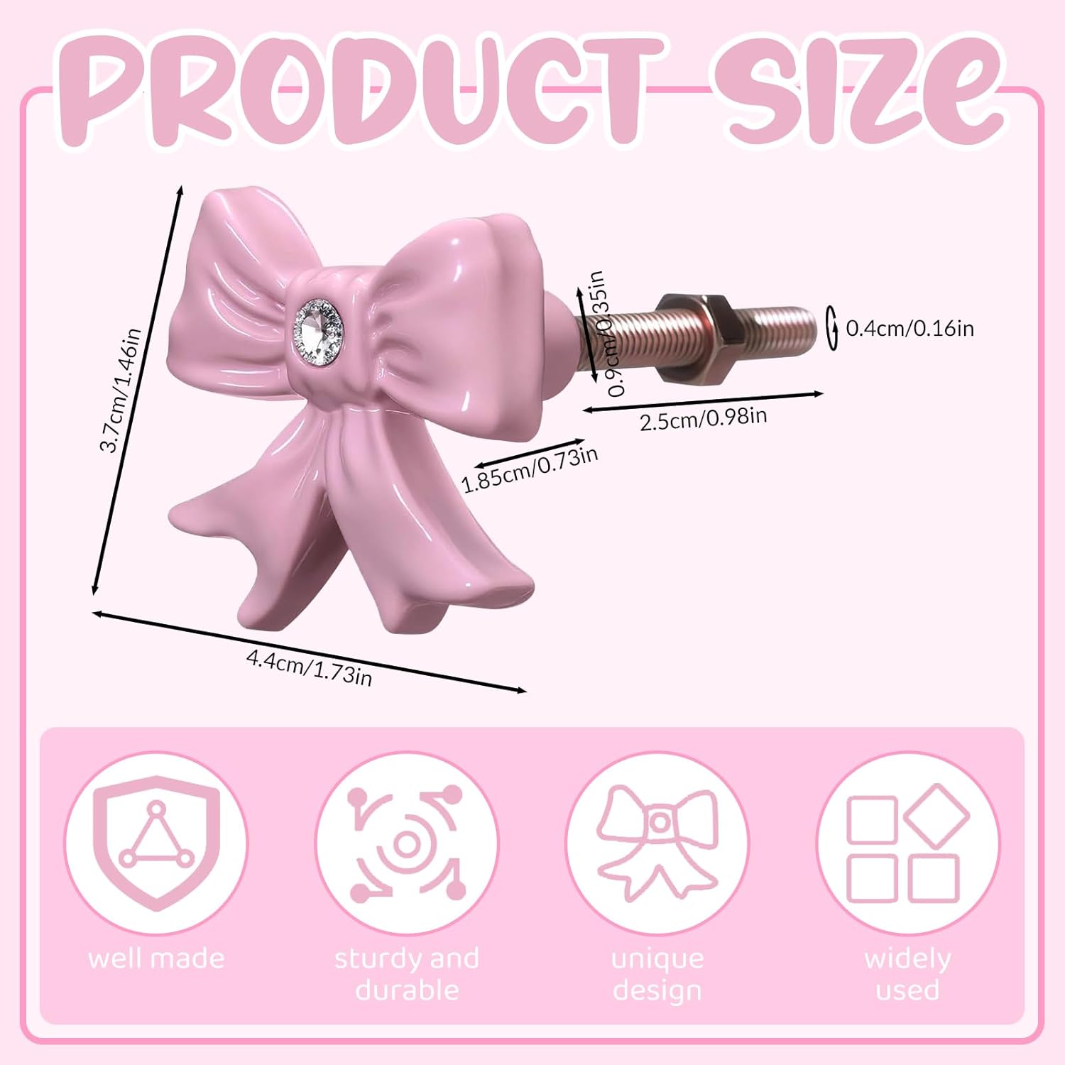 8 Pcs Pink Bow Dresser Knobs - Coquette Bow Drawer Knobs Cabinets Hardware Pulls Decorative for Girls Room Home Bedroom Kitchen Cabinets Hardware Cupboard