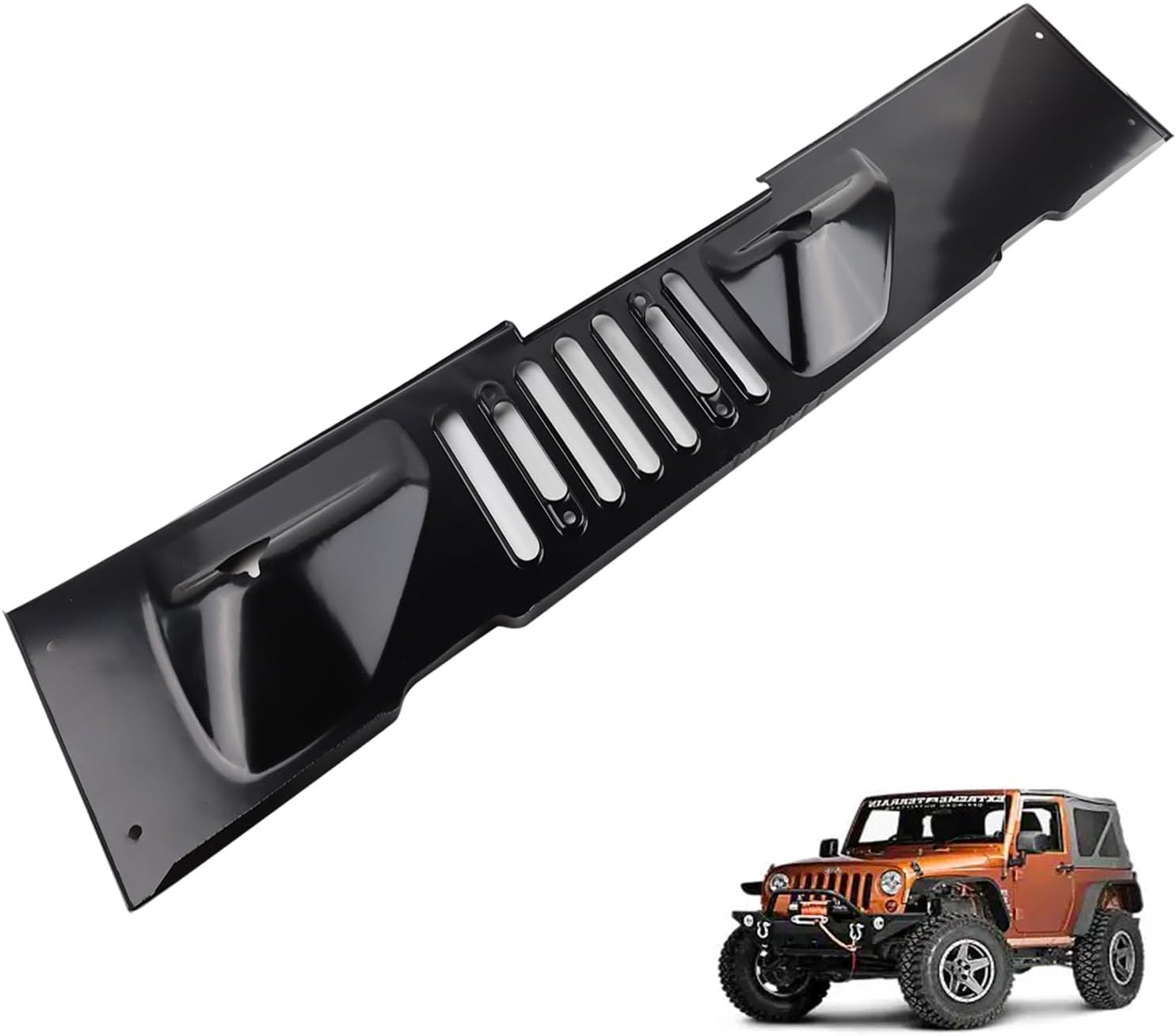 MUCO New Front Windshield Cowl Cover Panel 55395321AA Compatible with JK Wrangler 07 08 09 10 11 12 13 14 15 16 17 18 Hood Cowl Panel Windshield Wiper Panel 55395321AC Metal Cowl Grille Panel