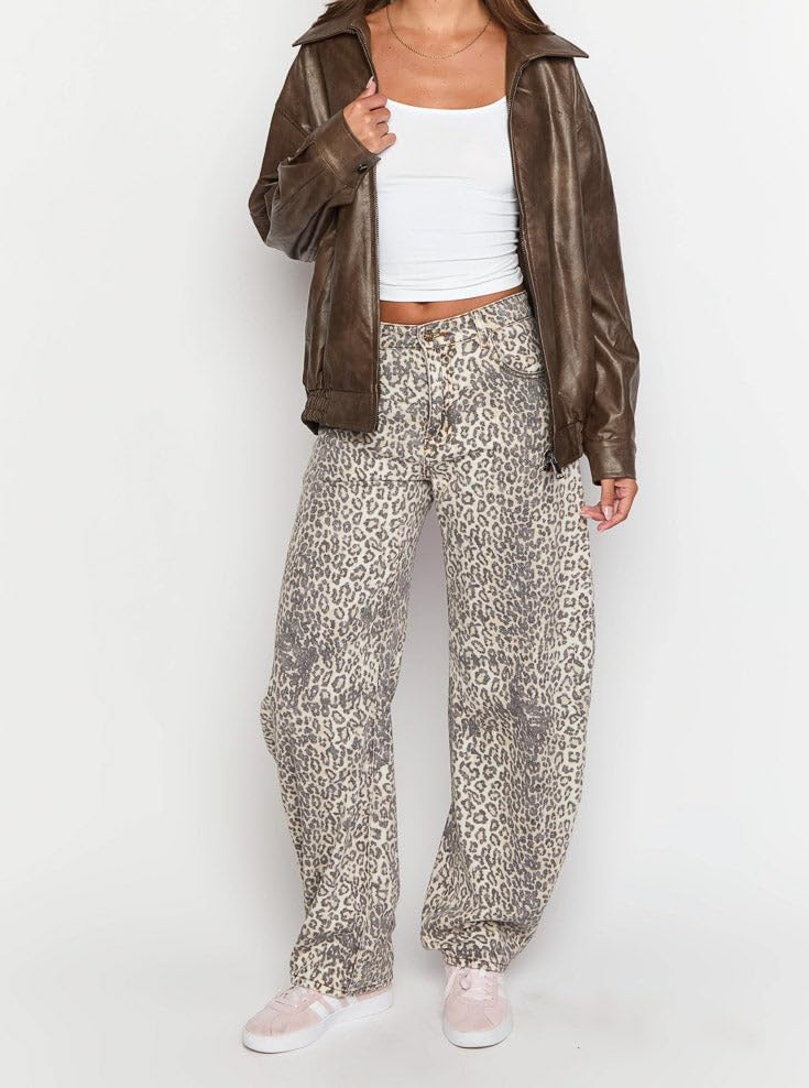 Women's Low Rise Wide Leg Pants Baggy Jeans - Image 2