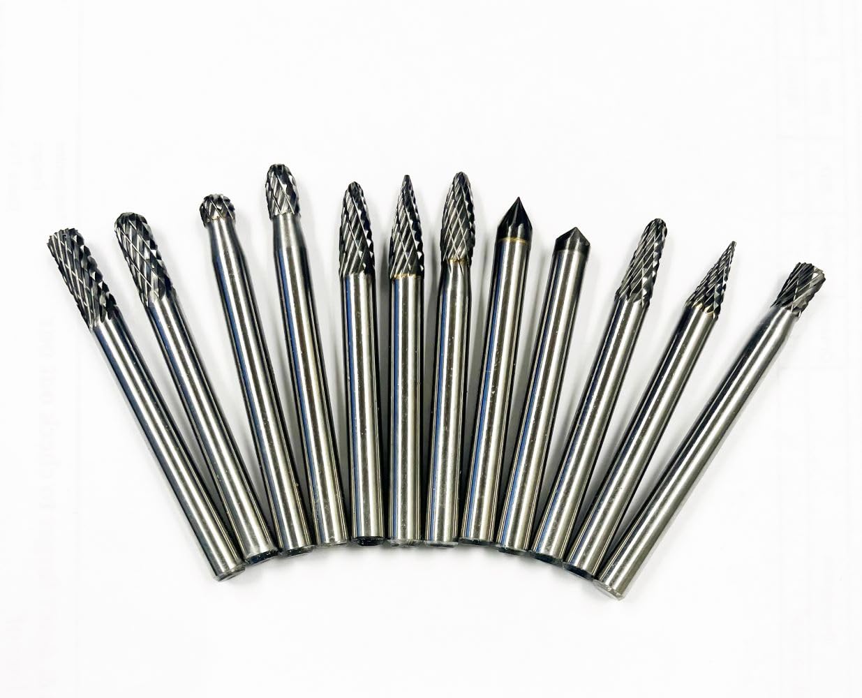 HHIP 3000-0012 12 Piece 1/4 Inch Shank Double Cut Carbide Burrs Set