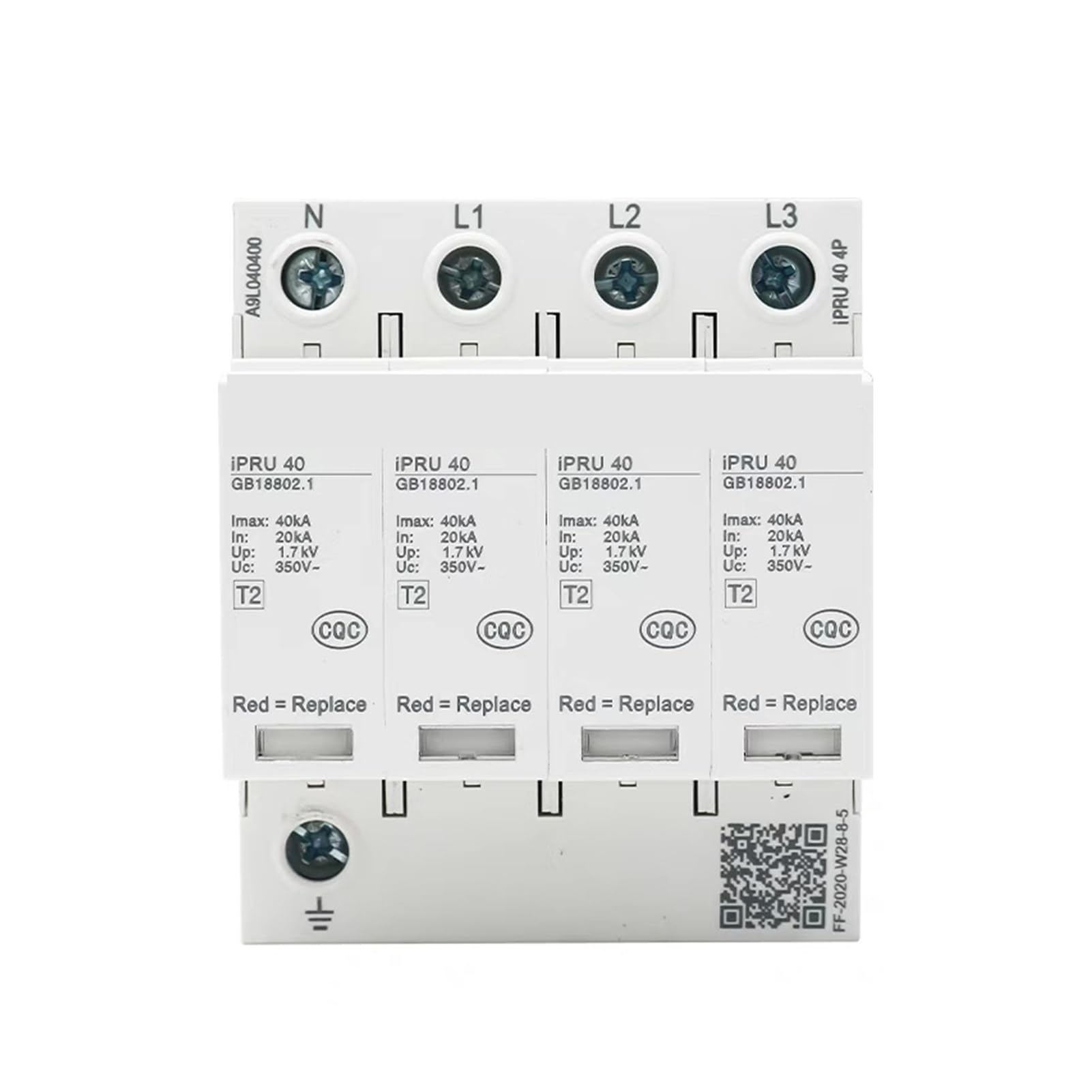 Parafoudre IPRU4P triphasé neutre de type 2 puissance de décharge 40 kA - 4