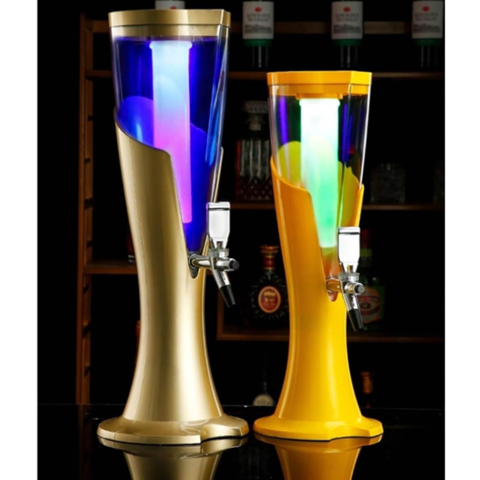 Torre spillatura della Birra con Tubo del Ghiaccio luci, Rubinetto,Feste | Torre spillatura birra, tubo refrigerante mantenere bevande ghiacciate per feste bar uso domestico(Silver,1.5L)