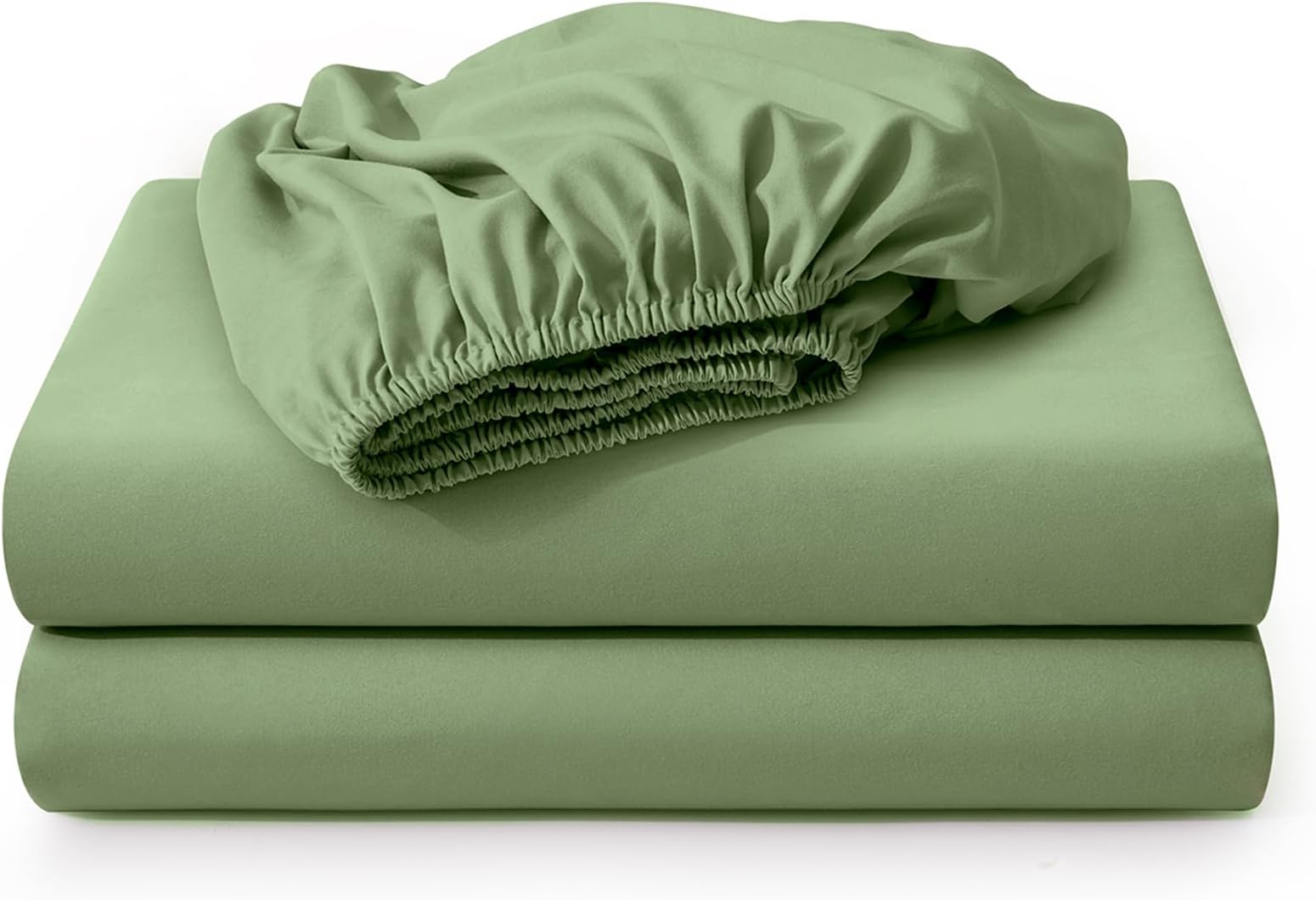 2 Pack Full Fitted Sheets Only, 1800 Thread Count Microfiber Sage Green Fitted Bed Sheets Full Size, Up to 16 Inch Deep Pocket, Soft & Breathable Botton Sheets