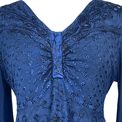 Agan Traders 116 B Butterfly Bell Sleeve Blouse (Blue, Xl/1X) #TOP2