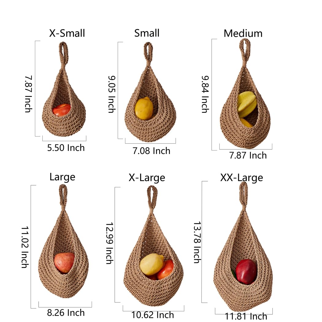 Kitchen Hanging Fruit Basket, Onion Basket Hanging for Pantry, Wall Hanging Vegetable Fruit Basket for Potato, Onion Garlic, Handmade Jute Rope Hanging Basket for Kitchen Storage(Brown)