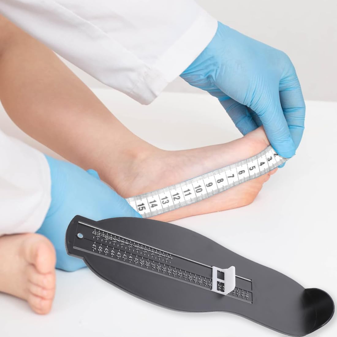 Pedimetre Enfants et Adultes, Mesureur de Pieds, pedimetre enfant, Pointure Chaussure Mesurer Pied Dispositif de Mesure Pédimètres pour Déterminer la Pointure 18 à 47 et Ruban à Mesurer 1.5m