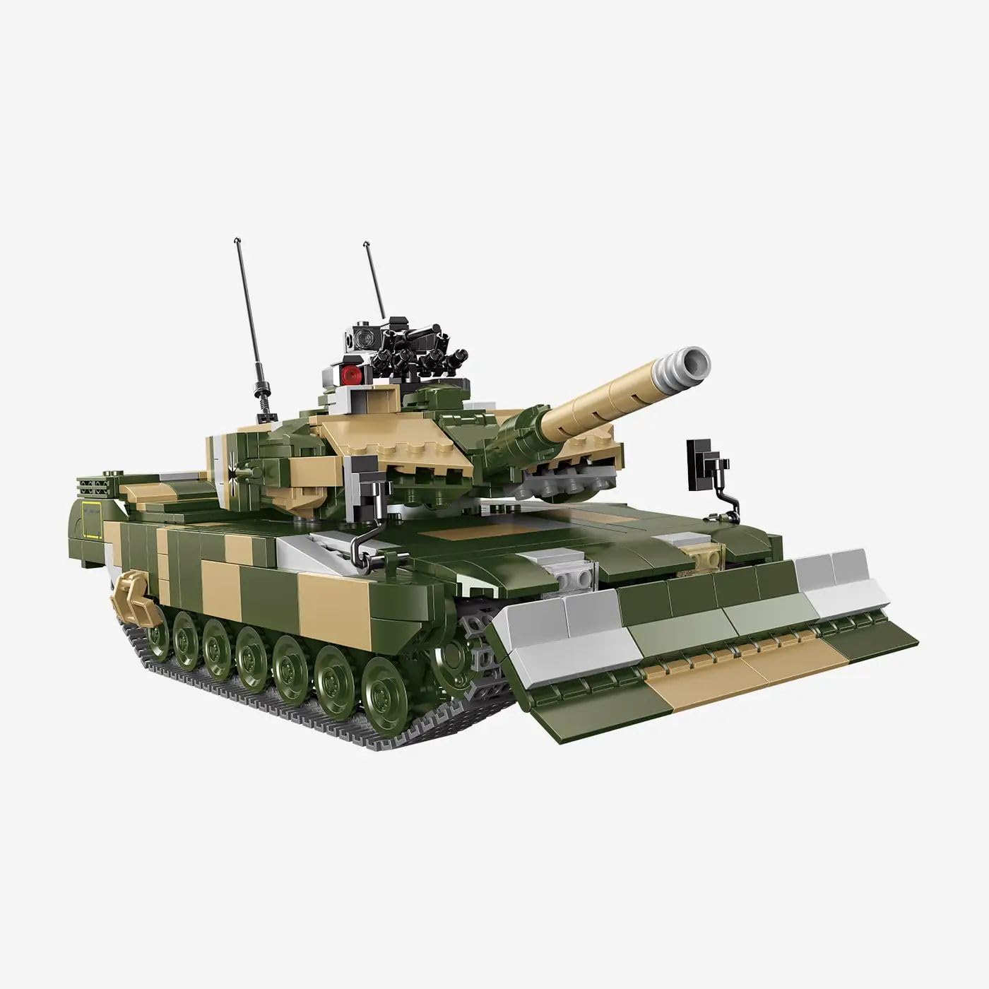BlueBrixx Pro 109783 Kampfpanzer Leopard II PSO, 1292 Klemmbausteine | 312 x 140 x 165 mm, Tarnoptik in Grün und Beige, breites Frontschild, zwei Antennen, kompakte Sammlergröße