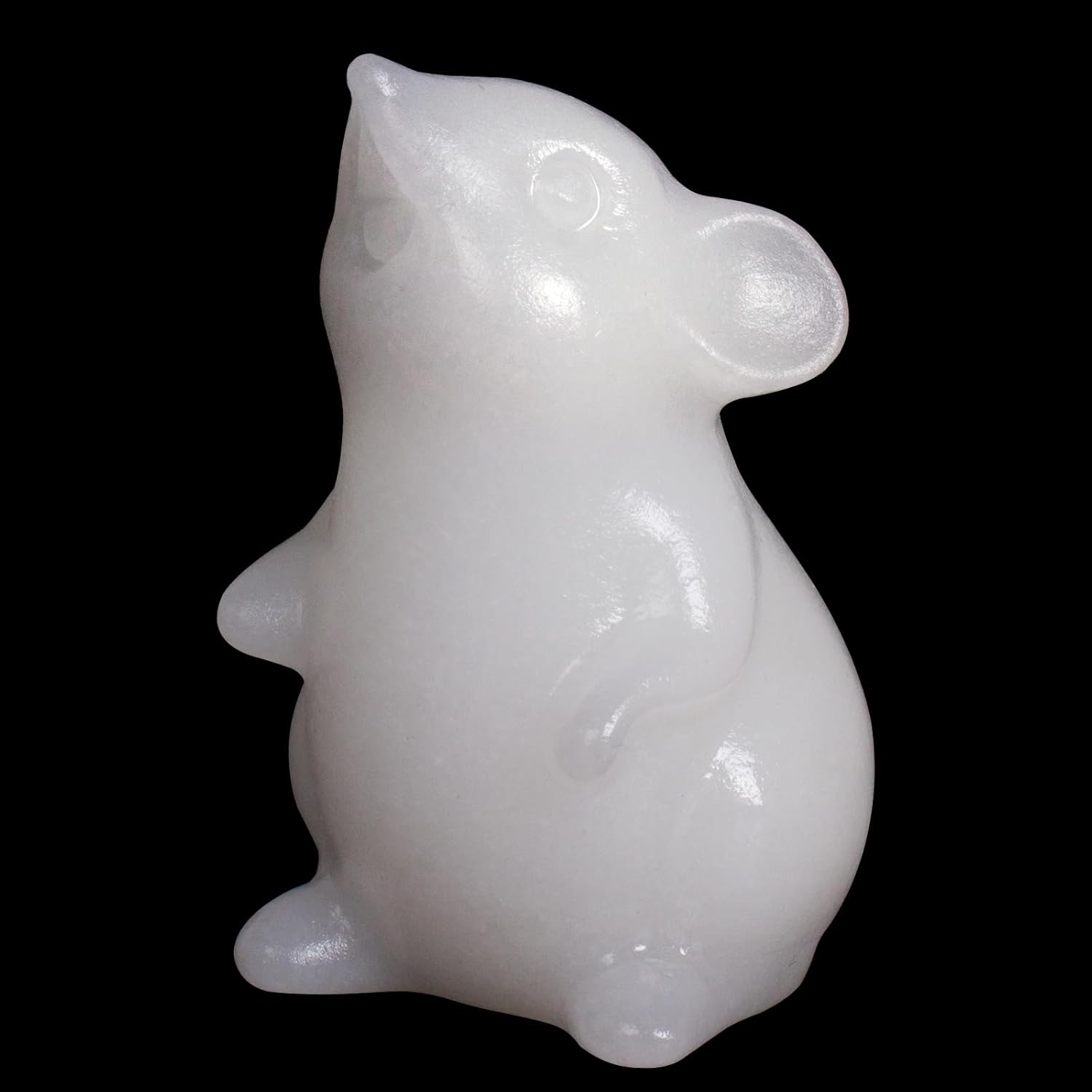 Handmade White Marble Crystal Mouse Figurine - Feng Shui Wealth Zodiac Rat Sculpture Desk Ornament Meditation Decor