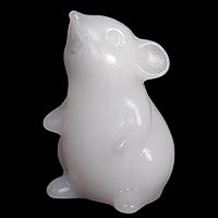 Handmade White Marble Crystal Mouse Figurine - Feng Shui Wealth Zodiac Rat Sculpture Desk Ornament Meditation Decor