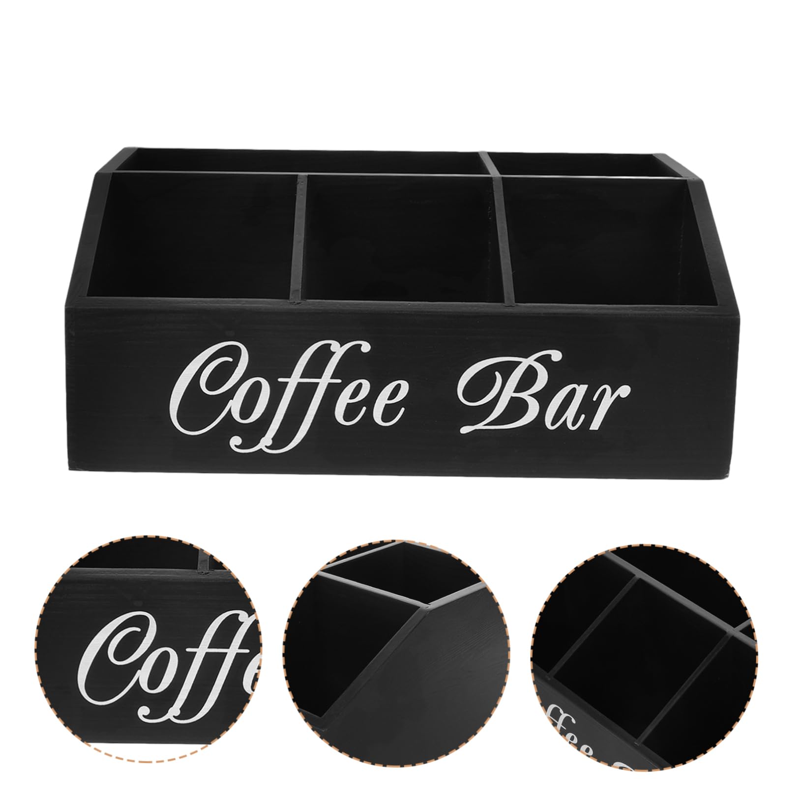 Cabilock Kaffeestation-organizer Aus Holz Multifunktionaler Aufbewahrungsbox Für Arbeitsplatte Kaffeezubehör Organizer Mit Fachdesign Für Zuckerpäckchen Papiertücher Strohhalme Besteck