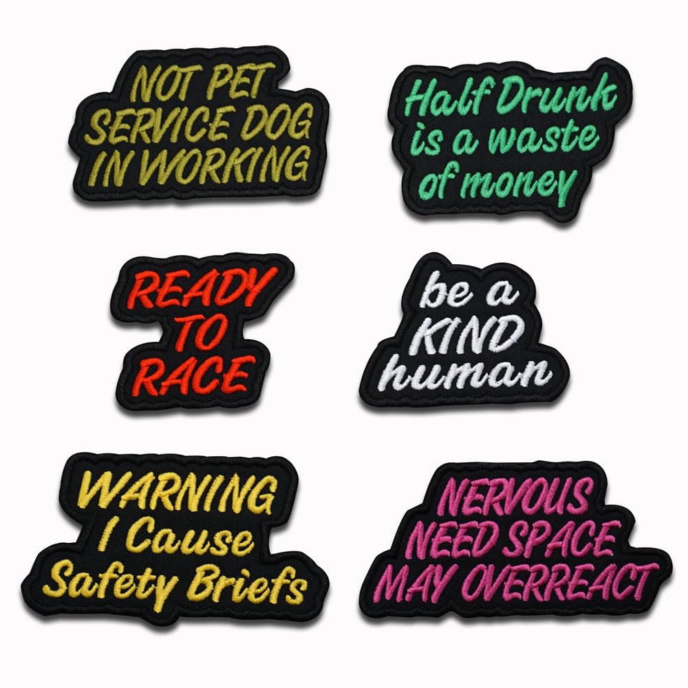 Custom 2pcs Personalized Embroidered Patch Unique Form Tag Badge Fou Jackets, Hats, Belts, Back Patches, Cool Patches for Clothes with Iron Backing and Hook and Loop Backing Fastener (3 Line)