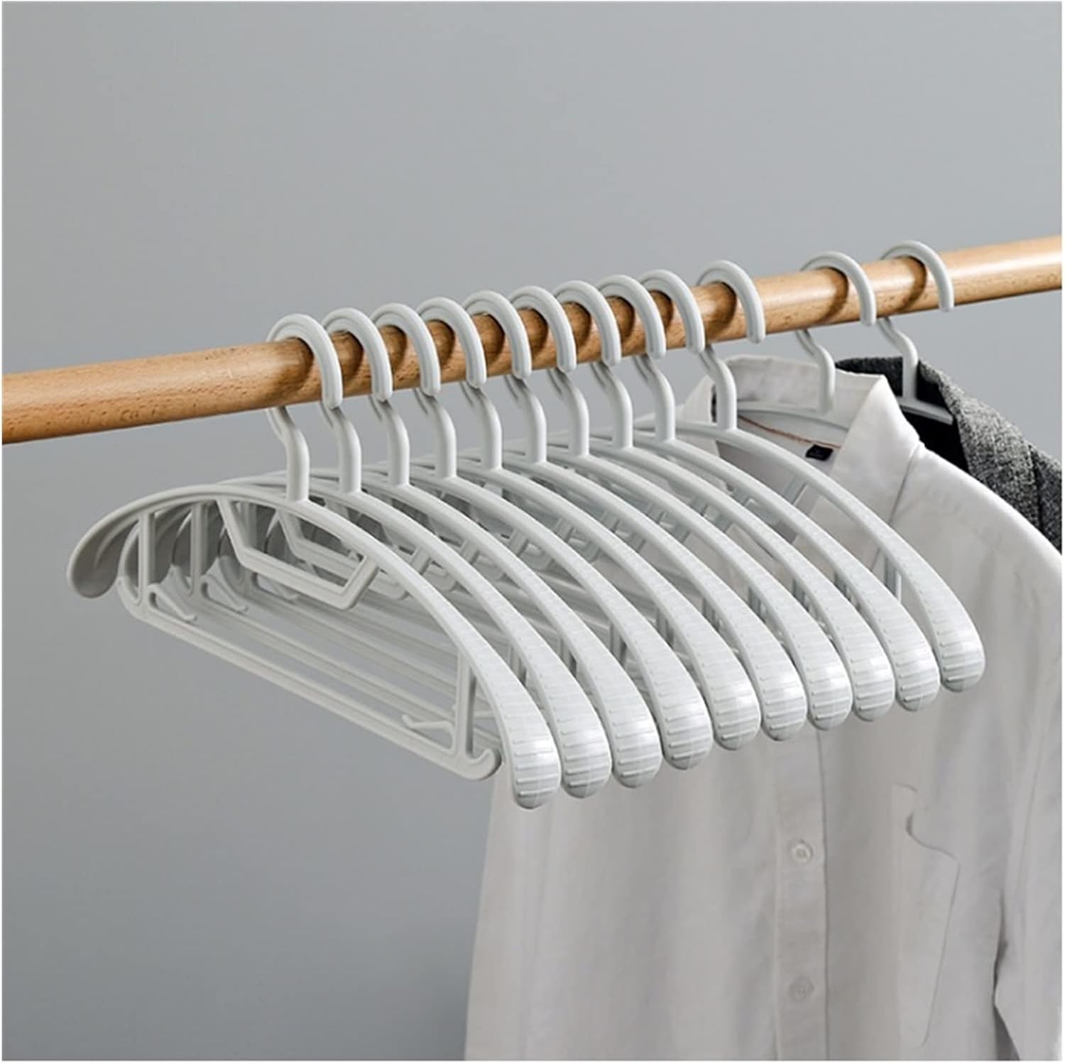 Clothes Hangers/Coat Hangers 10pcs/Set No Trace Hanger Household Widened Non-Slip Clothes Hangers Thickened Plastic Rack Anti-Deformation Hanger Hangers Hooks Racks (Color : B-White, Size :