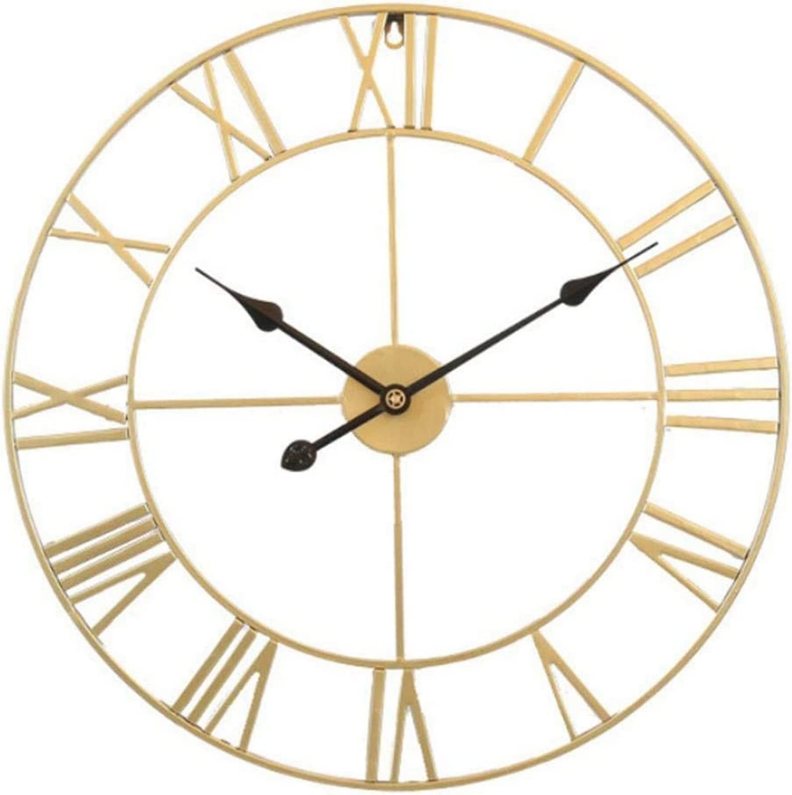 SaryEdge Wall Clock Modern Art Wall Clock Silent Metal Wall Clock,European Industrial Vintage with Large Roman Numerals,Retro for Home Decoration-Golden-60Cm Wall Decor Clock, Zwa-V,Golden-40cm