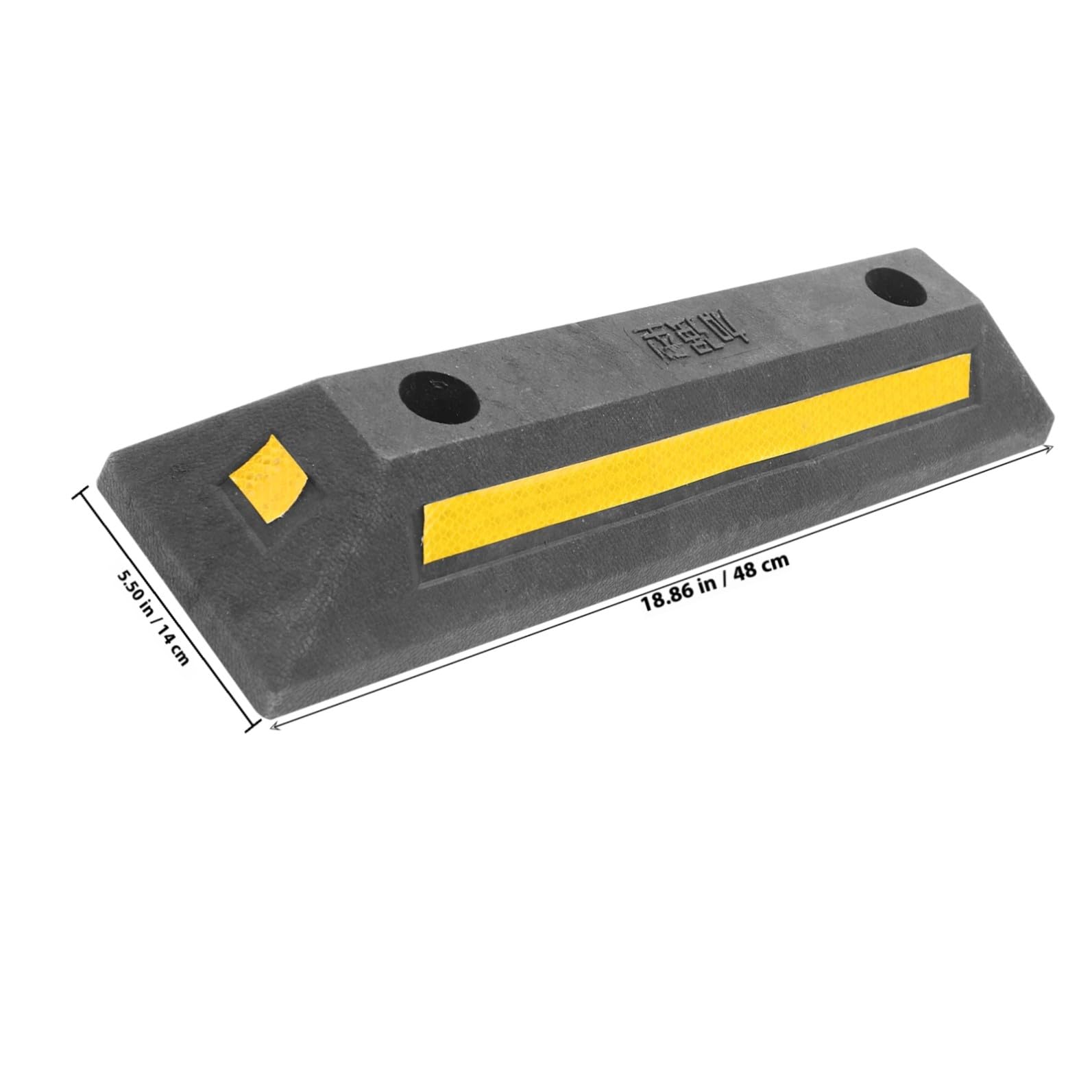 Tope de Coche Reforzado de Goma 480x130x80 Mm Cinta Reflectante para Garaje Estacionamiento Seguro Accesorios para Vehículos Uso Industrial y Comercial