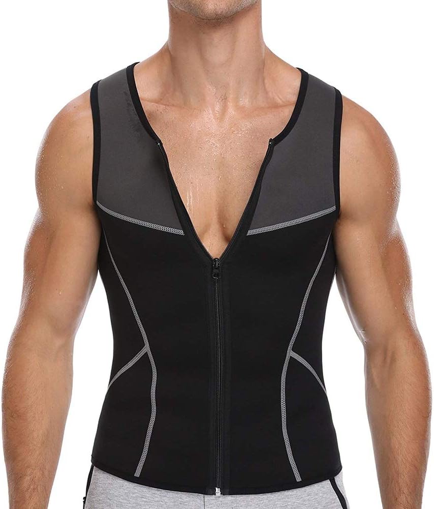 G&F Slimming Vest With Zipper Hot Neoprene Weight Loss To Absorb Sweat Fat Burner For Lose Weight BodyShaper S-4XL (Color : Black, Size : XXXXL)