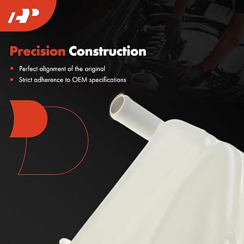 Miniatura 4 de A-Premium Tanque de depósito de recuperación de desbordamiento de refrigerante del motor presurizado delantero [con tapa y tubería] Compatible con