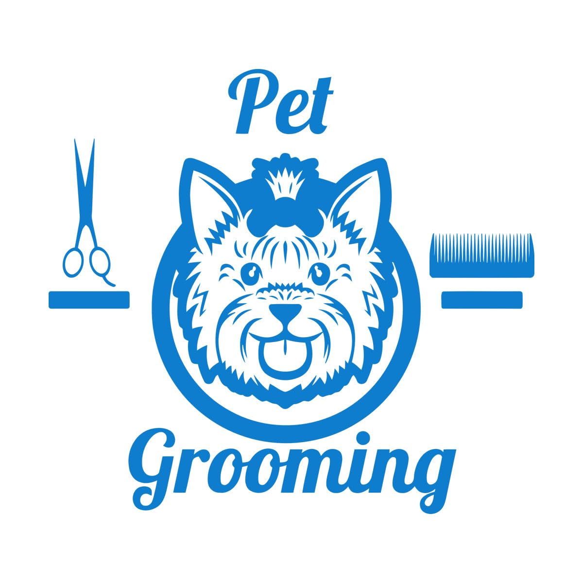 Wall Vinyl Sticker Decor Pet Grooming Groomer Animal 54x60.3cm Self Adhesive Large Blue
