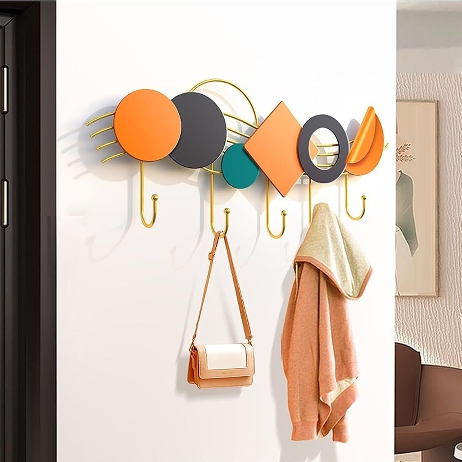 Wall-Mounted Coat Rack Coat Rack Wall Hanging Creative Light Luxury Hanging Clothes Hook After Door Clothes Hook Hanging Hook for Bedroom, Bathroom, Entryway Coat Rack Hooks (One Color Large)