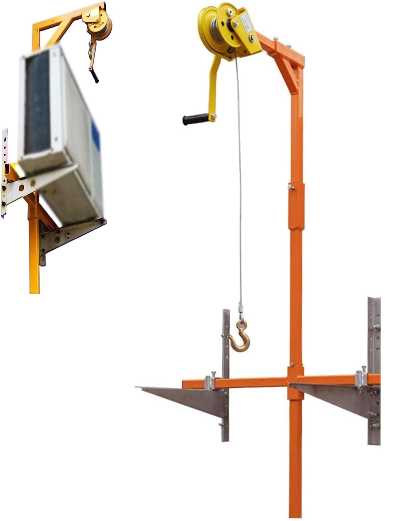 Outdoor Air Conditioner Bracket with Manual Winch for Secure Lifting and Mounting