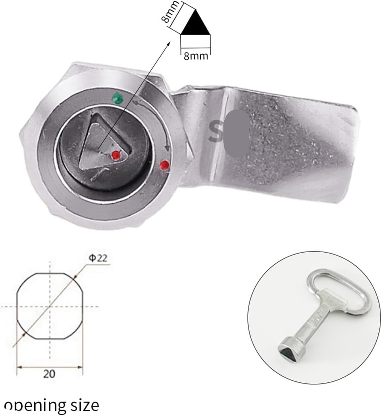 MS705 Stainless Steel Flat Triangle Distribution Box Cylindrical 304 Lock 1Pcs(Triangle with Mark)