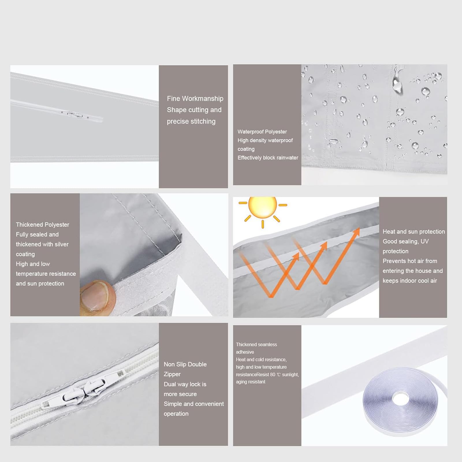 Kit Calfeutrage Climatiseur Plaque Mobile Fenêtre Adapteur Plaque Anti-UV 3M