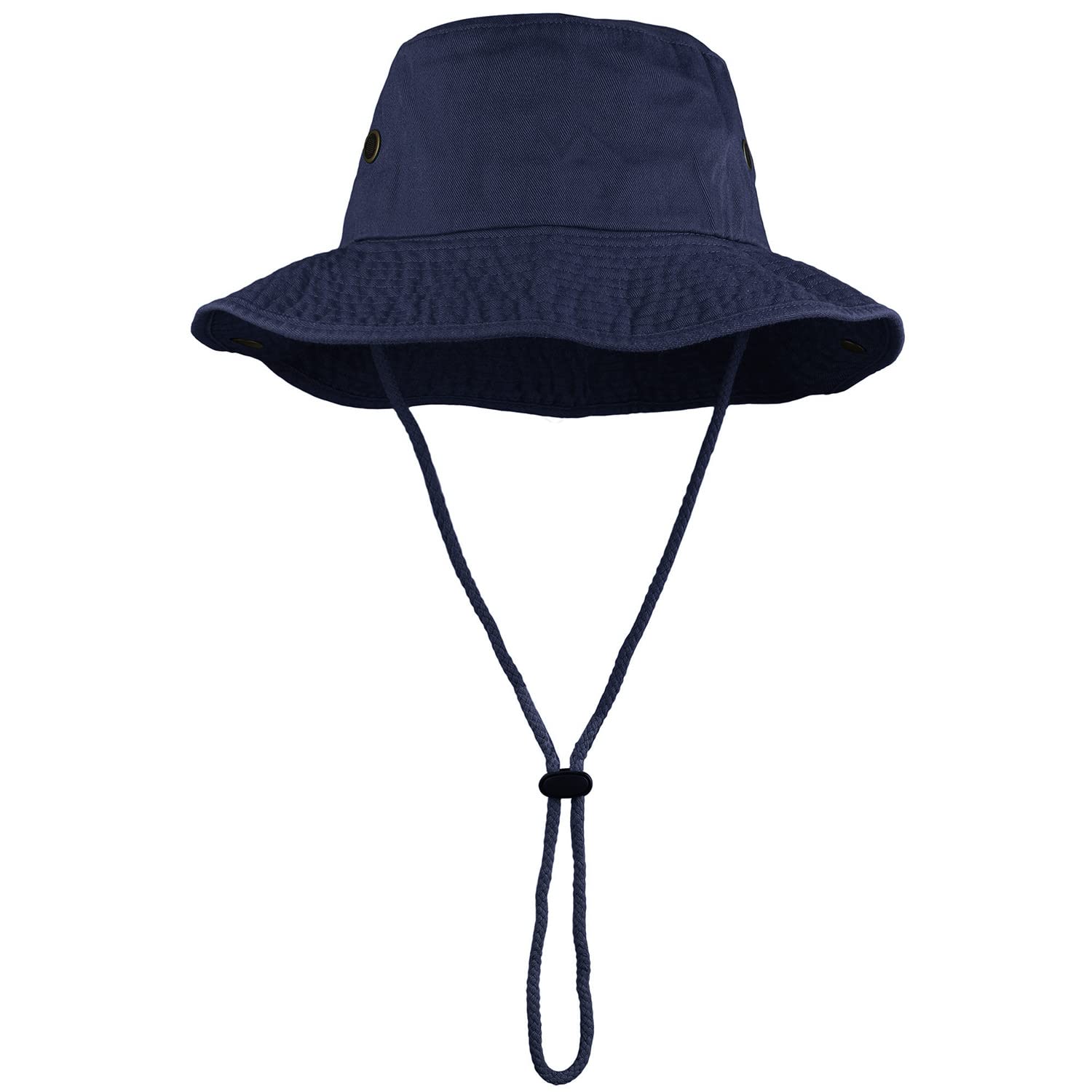 Sombrero de ala ancha para senderismo, pesca, safari, boonie, 100% algodón, protección solar UV para hombres y mujeres, actividades al aire libre, marino, Large/X-Large