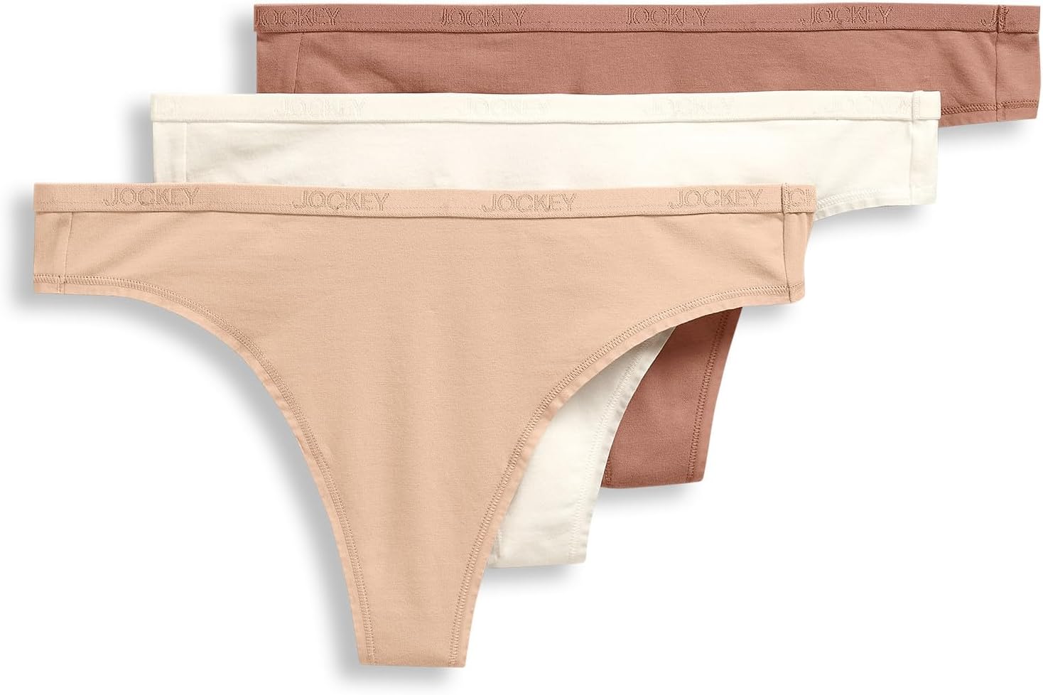 Jockey Women’s Underwear Organic Cotton Stretch Logo Thong – 3 Pack