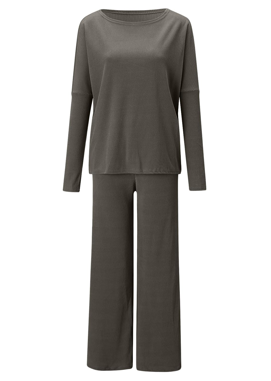 Damski 2-częściowy dzianinowy zestaw z długim rękawem off the Shoulder sweter i długie spodnie do biegania