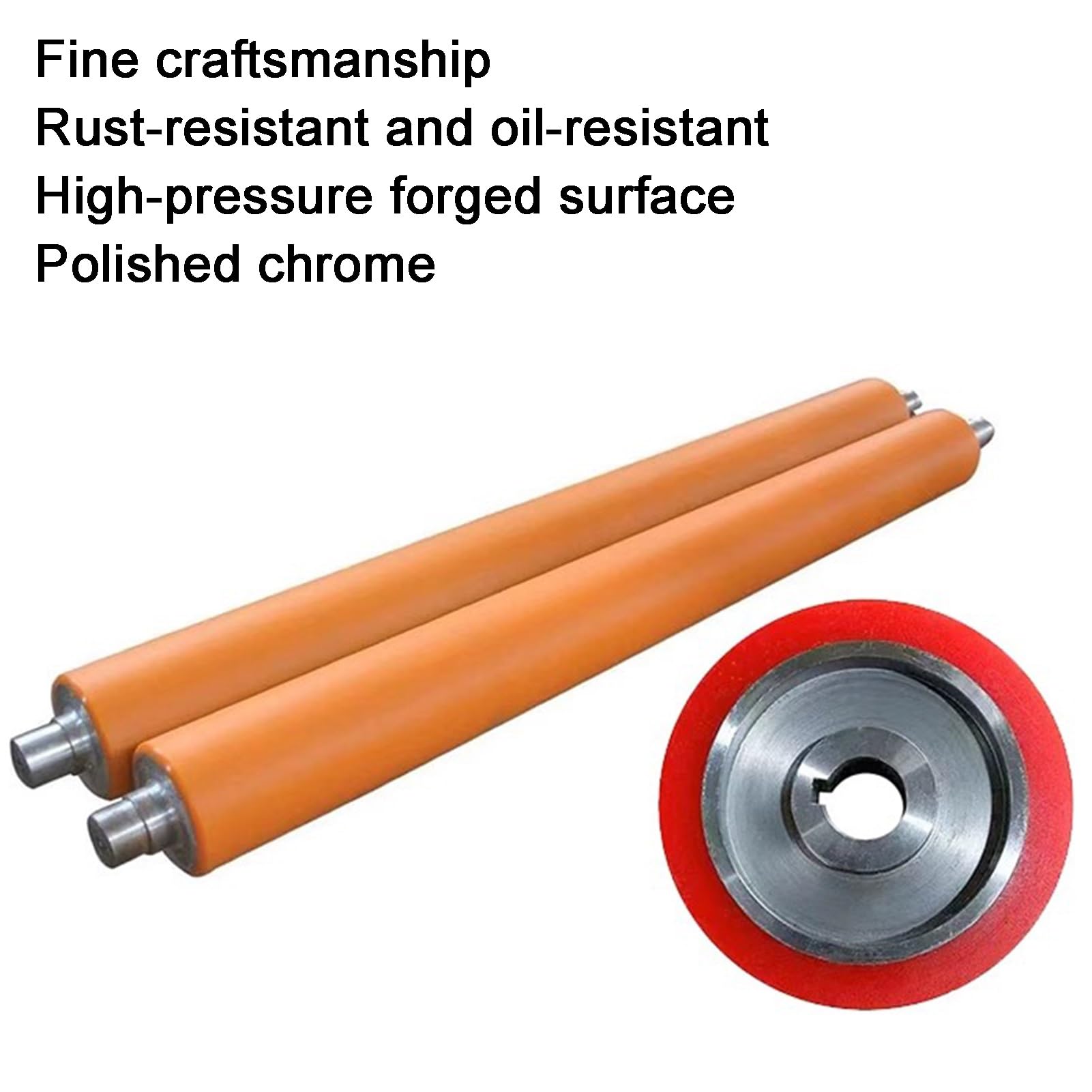 Set di 2 rulli trasportatori rivestiti in poliuretano pesante, in acciaio zincato, sistema industriale per legno Psing (60 x 300 mm)
